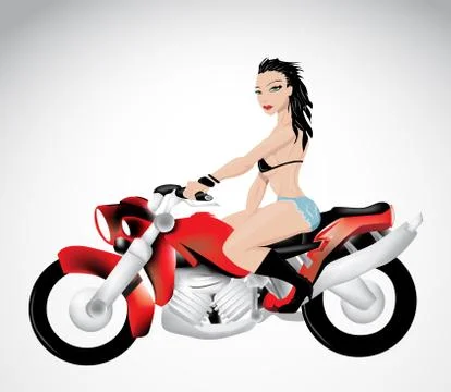 Girl on motorcycle Stock Illustration