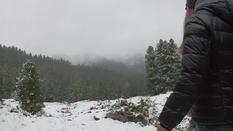 Girl in the Mountains Stock Footage