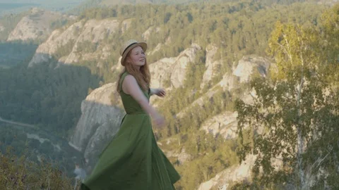 Girl in the mountains Stock Footage 99228063
