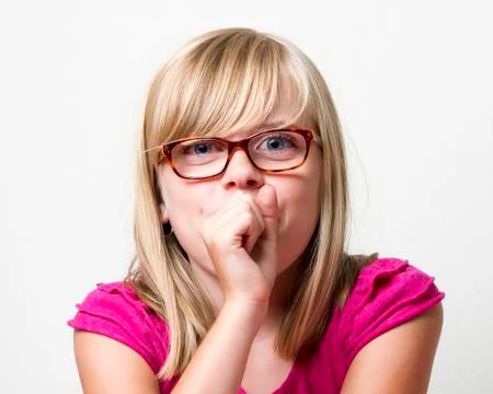 Girl needs to cough Foto stock