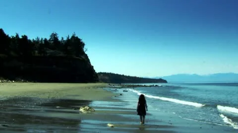 Girl by the Ocean Stock Footage 10732774