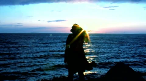 Girl by Ocean Stock Footage 10732785