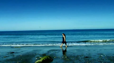Girl by Ocean Stock Footage 10732788