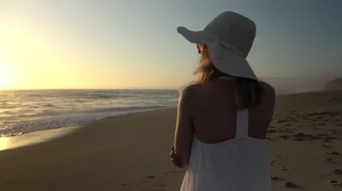 Girl &amp; Ocean Stock Footage 68217599