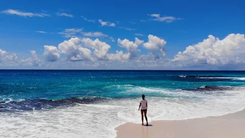 The girl on the ocean. Stock Footage 102046296