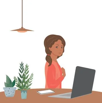 Girl office worker,preparing for a presentation.Vector,flat,isolated. Stock Illustration