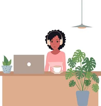 Girl office worker,preparing for a presentation.Vector,flat,isolated. Stock Illustration