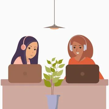 Girl office worker,preparing for a presentation.Vector,flat,isolated. Stock Illustration