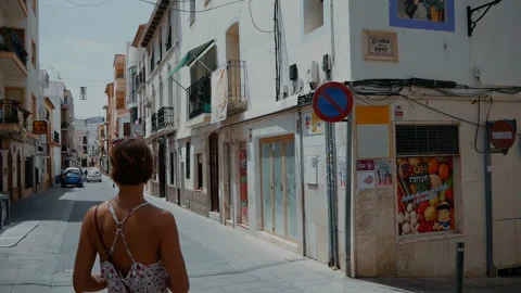 A girl in the old town Stock Footage 223334332