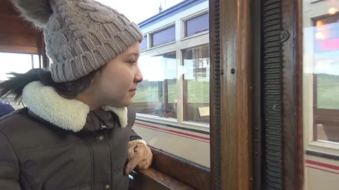 Girl in old tramway Stock Footage 86689302