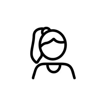 Girl with one tail icon vector outline illustration Illustration