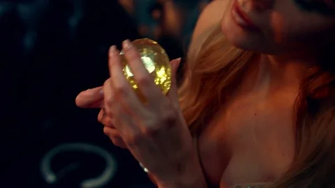 Girl opens a bottle of perfume Stock Footage 70273499