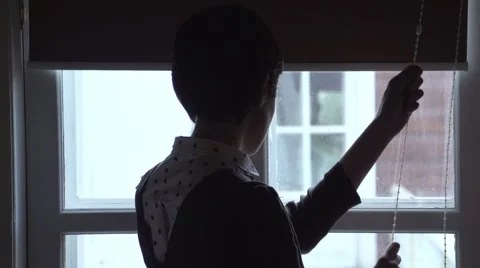Girl opens the curtains Stock Footage 59754963