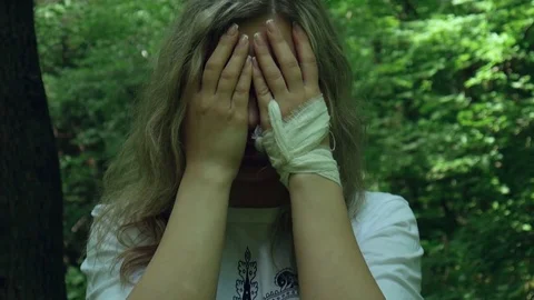 The girl opens her face Stock-Footage 76986638