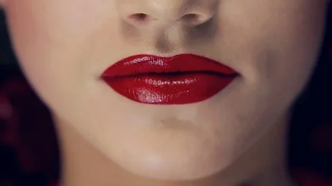 The girl opens her lips. Stock Footage 75044431