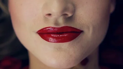  The girl opens her lips. Stock Footage 75046458