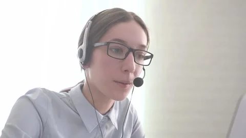 The girl operator advises the client. Stock Footage 173420343