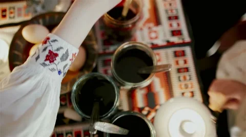 Girl paints on Easter egg. Technology of painting on Easter egg . Video stock 61845685