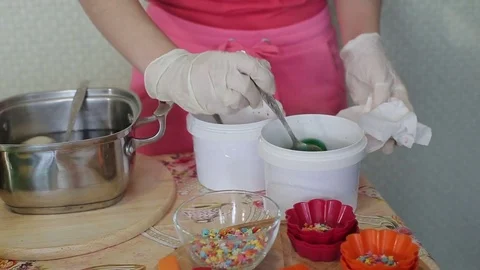 The girl paints Easter eggs Stock Footage 76643705