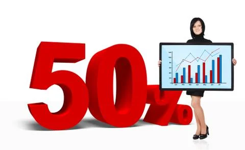 Girl with panel at chart, Stock Photos