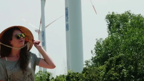 Girl passed wind generators Stock Footage 73353507