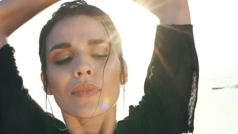 Girl with passion poses for the camera Stock Footage 117543199