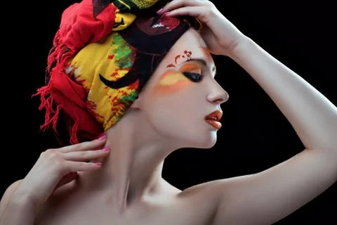 Girl with a pattern on the face. Stock Photos