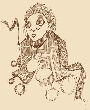 Girl in patterned clothes Stock Illustration