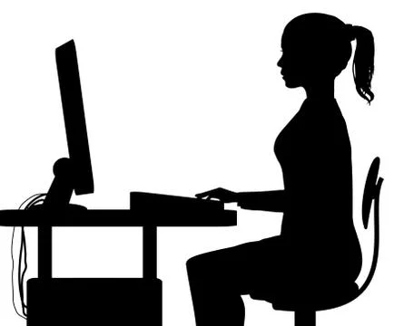 Girl on Pc Stock Illustration