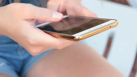 Girl phone hands Stock Footage 80265950