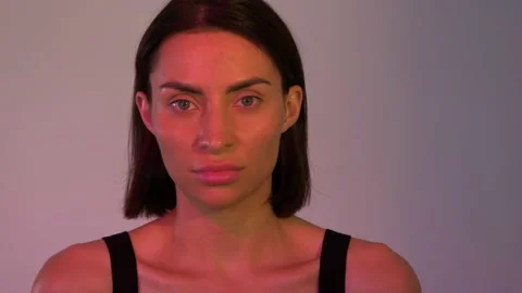 Girl on a pink background posing Stock Footage 146295611