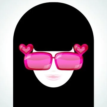 Girl in pink sunglasses, vector image Stock Illustration
