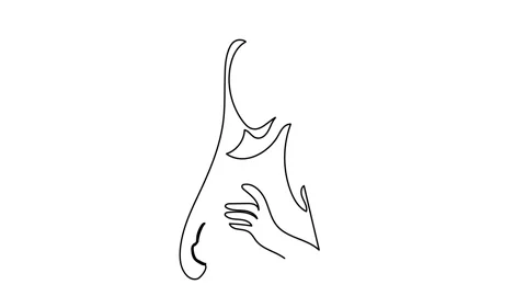 Girl playing and using smart phone continuous line drawing. One lineart of women Stock Footage 144036709