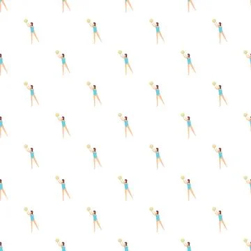 Girl playing ball seamless pattern background Stockillustratie