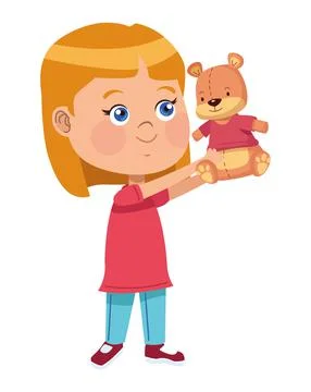 Girl playing with bear Ilustración de archivo