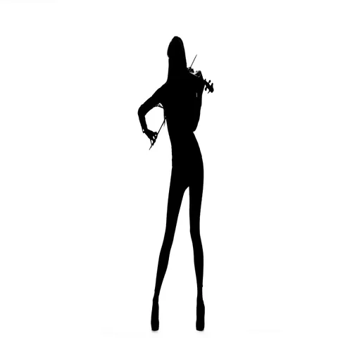 Girl playing chords the fiddle. Silhouette Stock Footage