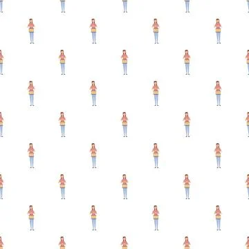 Girl playing drum seamless repeating pattern background Stock Illustration