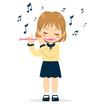 Girl Playing Flute Stock Illustration