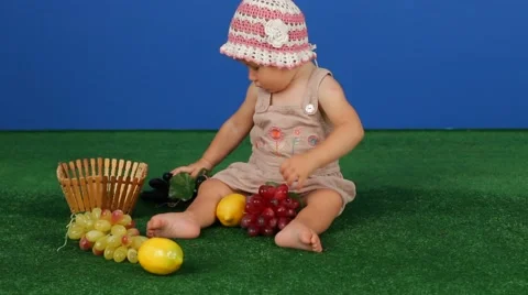 Girl Playing With Fruit Stock Footage 52611522