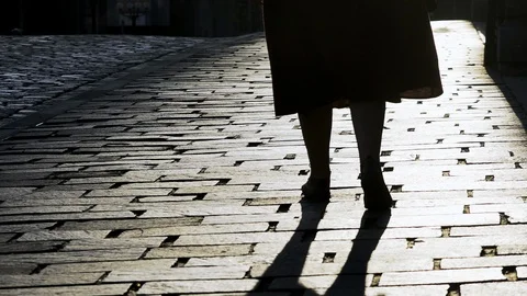 Girl playing with shadow. Stock Footage 96191356