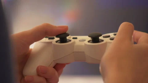 Girl playing video game with controller Stock Footage 46639375