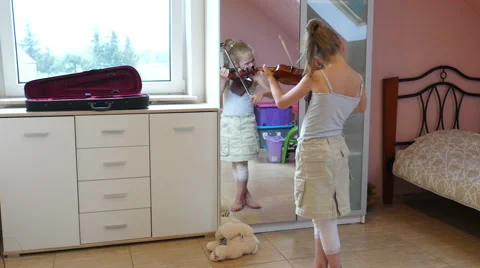 Girl is playing viola Stock Footage 65068241