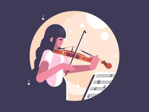 Girl playing violin Stock Illustration