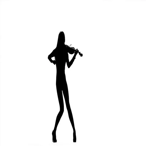 Girl playing the violin. Silhouette on white background. Slow motion Stock Footage