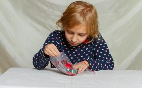 Girl plays constructor Stock Photos