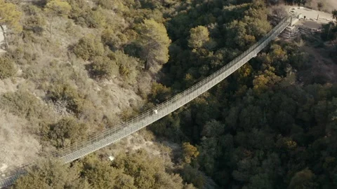 A girl plays the violin while standing alone on a long bridge. Video stock 223552226