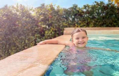 Girl on the pool Stock Photos