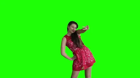 A girl poses for the camera Chroma Stock Footage 51567148