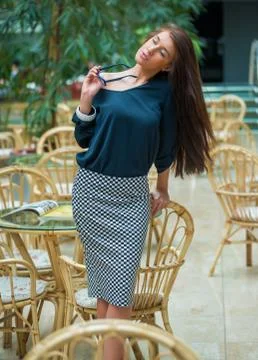 Girl posing in cafe Stock Photos