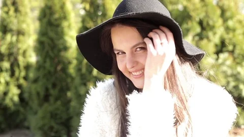 Girl posing at camera and smiling Stock Footage 73969427